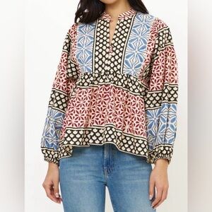 OLIPHANT mandarin balloon top in sultan black Size Small